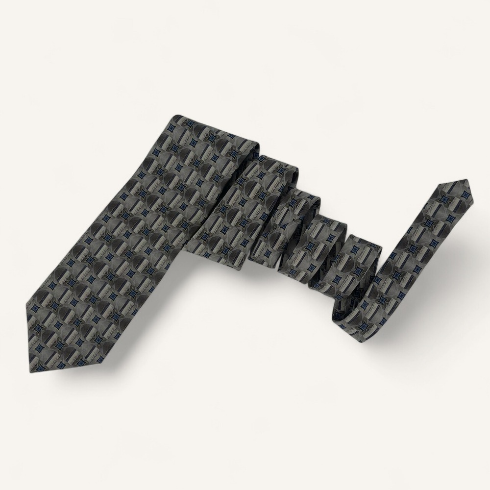 Executive Collection Silk Necktie Gray Brown Geometric Diamond Men's Tie